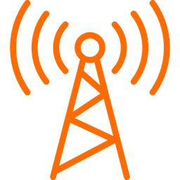 Simple line icon of a radio antenna.