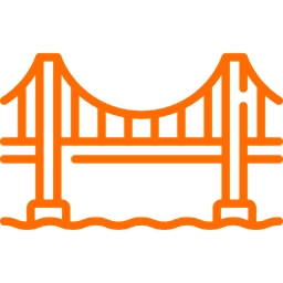 Simple line icon of a bridge span.